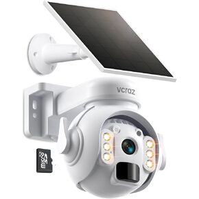 Security Camera Wireless Outdoor, Built-in 32G SD Card Local Storage, 360° View 2K Color Night Vision, Pan Tilt Solar Powered, 2-Way Talk, 2.4GHz WiFi Camera for Home Surveillance