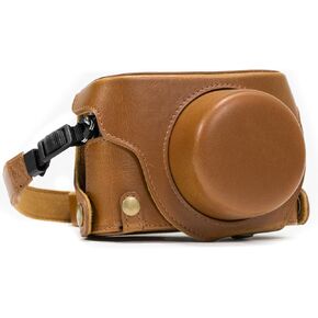 MegaGear Ever Ready Protective Leather Camera Case, Bag for Panasonic LUMIX LX100, DMC-LX100 Camera (Light Brown) (Model: MG663)