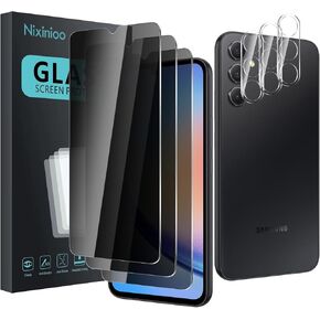 3 Pack Privacy Screen Protector for Samsung Galaxy A34 With 3 Pack Camera Lens Protector, Anti Spy Tempered Glass 9H Hardness, Black Protector Anti Spy, Anti-Scratch, Bubble Free