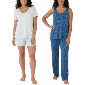 طقم بيجامة نسائي من Eddie Bauer مكون من 4 قطع (AS1، Alpha، M، Regular، Regular، Orchid)