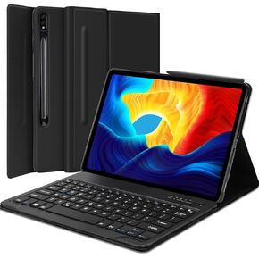 Keyboard Case for Samsung Galaxy Tab S7 FE/S7 Plus/S8 Plus 12.4'', Detachable Magnetic Bluetooth Wireless Keyboard, Multi-Angle, Slim Folio Protective Cover with Pen Holder