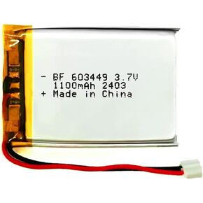 3.7V Lipo Battery 1100mAh 603449 3.7V Lithium Polymer Battery Rechargeable with JST Connector for Speaker and Dashcam