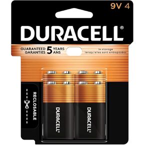 Duracell - CopperTop 9V Alkaline Batteries - long lasting, all-purpose 9 Volt battery for household and business - 4 count (Pack of 1)
