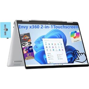 HP Envy x360 2-in-1 Laptop 14.0" Touchscreen IPS WUXGA Display (AMD Ryzen 5 8640HS, 16GB LPDDR5, 512GB PCIe SSD, AMD Radeon, Backlit KYB, WiFi 6E, Bluetooth 5.3, Win 11 Pro) w/DKZ Port Expander