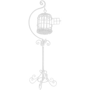 Dollhouse Birdcage 1:12 Scale Accessories Miniature Bird Cage Floor Stand Openable Cage Alloy Birdcage Model Mini House Decoration Ornament (Black)