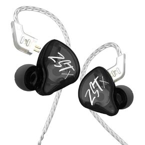 KZ ZST X in-Ear Monitors, Upgraded Hybrid 1BA+1DD KZ ZSTX Earbuds, Gaming Earphones HiFi Fidelity Stereo Sound Wired iem Earbuds with Removable Cable for Gaming, Drum, Studio, PC (Black, with Mic)