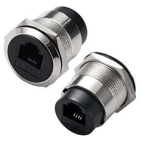 PENGLIN 2PCS RJ11 6P4C Panel Mount Phone Connector,CAT3 Feedthrough Connector Female to Female,Cat3 Telephone in-line Coupler Compatible with Data and Voice
