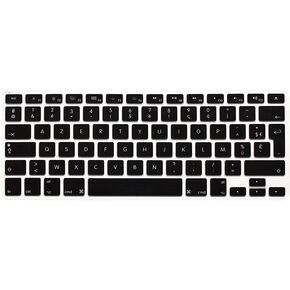 HRH AZERTY French Silicone Keyboard Cover Skin for MacBook Air 13,for MacBook Pro 13/15/17(with or w/Out Retina Display,2015 or Older Version),for iMac Older EU Layout Keyboard Protector-Black