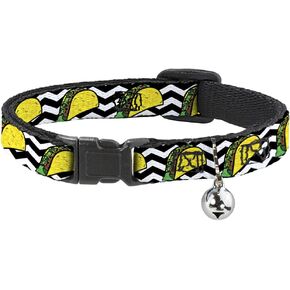 Cat Collar Breakaway Taco Chevron Black White 8 to 12 Inches 0.5 Inch Wide