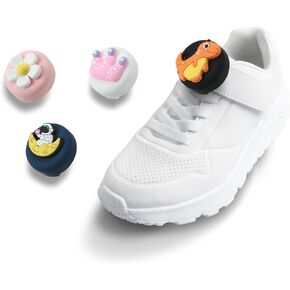 2 Pack Cute Cartoon AirTag Holder for Kids 8 Pcs Replaceable Fun Characters Hidden Silicone AirTag Tracker Cases for Children Shoes(Black & White B)
