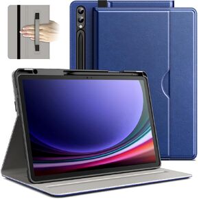JETech Case for Samsung Galaxy Tab S10 Plus/Tab S9 Plus 12.4-Inch with S Pen Holder, PU Leather Business Folio Stand Protective Tablet Cover with Pocket & Straps, Multi-Angle Viewing (Black)