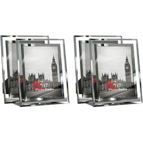 Giftgarden 3.5x5 Picture Frame Modern 3.5 by 5 Glass Frame for Photo Tabletop Display, 2 Pack