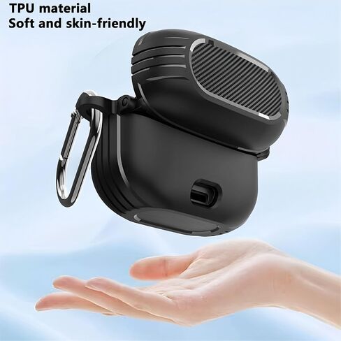 حافظة ناعمة من ألياف الكربون TPU متوافقة مع JBL Tune 230NC TWS مع سلسلة مفاتيح، غطاء لاسلكي قابل للخدش وصدمات أمامي LED مرئي للرجال، أزرق، 3C-JT-111016-T230-Blue in Saudi Arabia