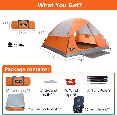 2-12 Person Tents for Camping Waterproof, Backpack Double Layer Camping Tents, Perfect Picnics, Fishing and Backyard Camping in Saudi Arabia