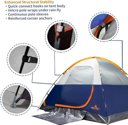 ASFANES Tents for Camping 2/4/6 Person Camping Dome Tent, Waterproof,Spacious, Lightweight Portable Backpacking Tent for Outdoor Camping/Hiking in Kuwait