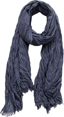 Runtlly Men's Soft Lightweight Scarves Warm Crinkle Fashion Warm Autumn Winter Scarf in Kuwait