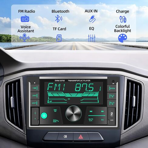 Podofo ستيريو سيارة مزدوج الدين مع بلوتوث بدون استخدام اليدين ومشغل وسائط MP3 للسيارة RDS/AM/FM مستقبل راديو LCD شاشة رقمية أمامية USB ومدخل Aux، مضخم صوت قوي للمركبات + ميكروفون in Saudi Arabia