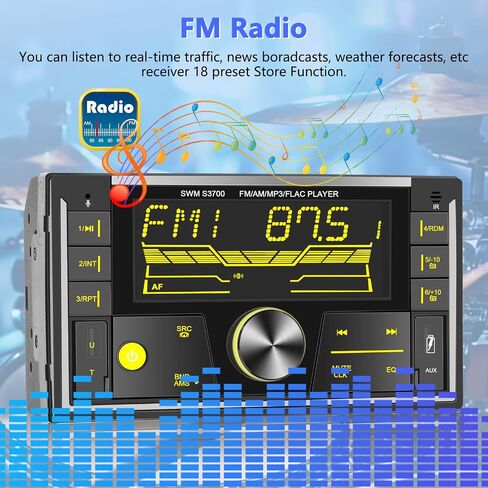 Podofo ستيريو سيارة مزدوج الدين مع بلوتوث بدون استخدام اليدين ومشغل وسائط MP3 للسيارة RDS/AM/FM مستقبل راديو LCD شاشة رقمية أمامية USB ومدخل Aux، مضخم صوت قوي للمركبات + ميكروفون in Saudi Arabia