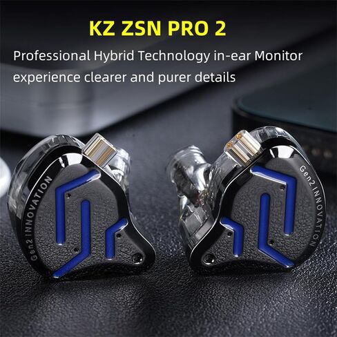 KZ ZSN Pro 2 IEM، شاشات HiFi KZ داخل الأذن، سماعات أذن سلكية KZ مع برامج تشغيل هجينة 1ba 1dd، سماعات أذن للموسيقيين عالية الدقة مع كابل خالٍ من التشابك للألعاب (مع ميكروفون، أصفر) in Saudi Arabia