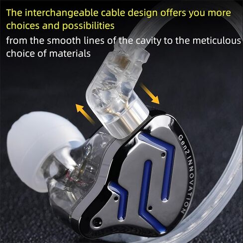 KZ ZSN Pro 2 IEM، شاشات HiFi KZ داخل الأذن، سماعات أذن سلكية KZ مع برامج تشغيل هجينة 1ba 1dd، سماعات أذن للموسيقيين عالية الدقة مع كابل خالٍ من التشابك للألعاب (مع ميكروفون، أصفر) in Kuwait