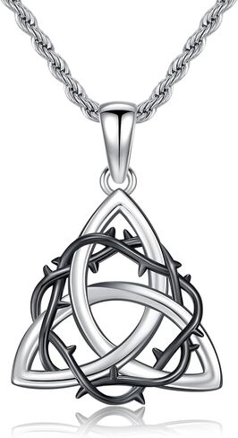 عقد سلتيك قلادة 925 الفضة الاسترليني الأسود سبج الأيرلندية Triquetra Triquetra Trinity عقد قلادة للرجال الصبي، مع سلسلة الفولاذ المقاوم للصدأ 22 بوصة + 2 بوصة in Kuwait