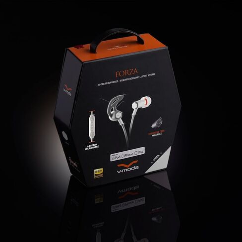 V-MODA Forza In-Ear Hybrid Sport Headphones with 3-Button Remote & Microphone - Apple Devices, White in Saudi Arabia