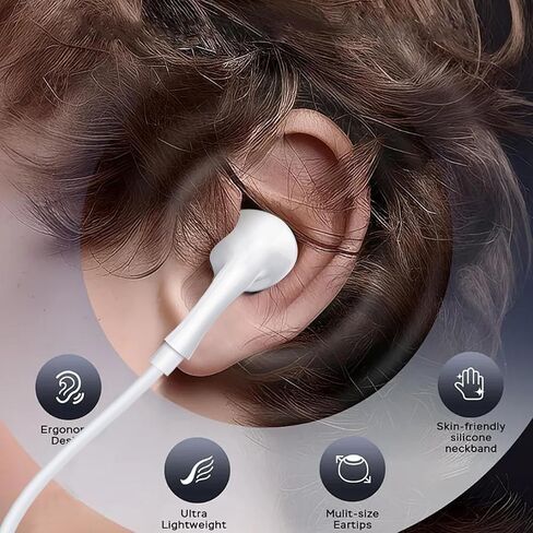 2 PCS Wired Earphones Headphones Wired Earbuds Fit, Earphones with Cord Compatible for iPod iPhone Pro/14/13/12/11/X Bluetooth Wired Earbuds, White in Kuwait