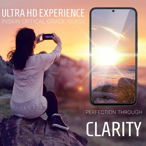 Inskin Tempered Glass Screen Protector for Samsung Galaxy S22 Plus 5G 6.6 inch [2022] - Ultimate 2+2 Set with Camera Lens Guard and Auto Alignment Tray - Ultra HD, Plasma Coating, Case Compatible in Kuwait