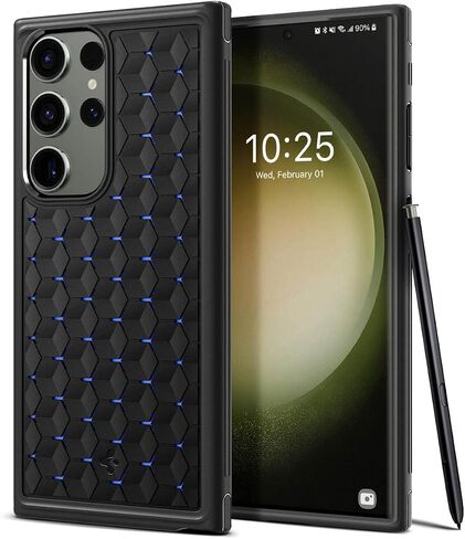Spigen Cryo Armor مصمم لهاتف Galaxy S23 Ultra Case (2023) [حماية من الدرجة العسكرية] - أسود غير لامع in Saudi Arabia