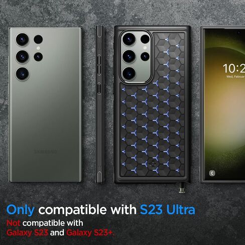 Spigen Cryo Armor مصمم لهاتف Galaxy S23 Ultra Case (2023) [حماية من الدرجة العسكرية] - أسود غير لامع in Saudi Arabia
