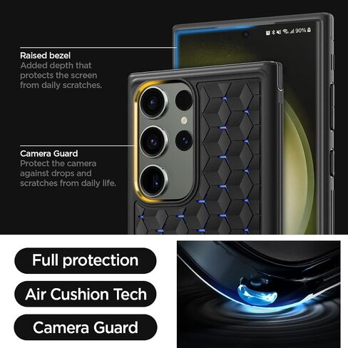 Spigen Cryo Armor مصمم لهاتف Galaxy S23 Ultra Case (2023) [حماية من الدرجة العسكرية] - أسود غير لامع in Saudi Arabia