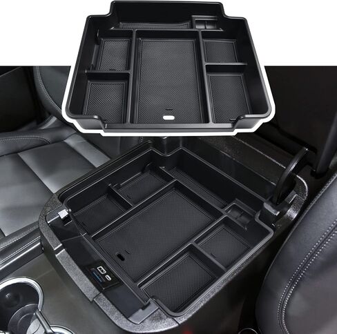 صينية تنظيم وحدة التحكم المركزية EDBETOS متوافقة مع ملحقات Chevy Suburban Tahoe GMC Yukon 2021-2023 2024، صندوق تخزين ثانوي داخلي، وحدة تحكم قياسية مع مقبس شحن فقط in Kuwait