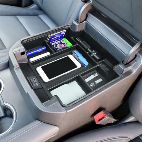 صينية تنظيم وحدة التحكم المركزية EDBETOS متوافقة مع ملحقات Chevy Suburban Tahoe GMC Yukon 2021-2023 2024، صندوق تخزين ثانوي داخلي، وحدة تحكم قياسية مع مقبس شحن فقط in Kuwait