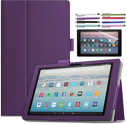 حافظة EpicGadget PU، حافظة ذكية لهاتف Fire 7 (الجيل الثاني عشر) حافظة قابلة للطي من جلد البولي يوريثان الفاخر قابلة للطي لـ Fire 7 بوصة (إصدار 2022) + 1 واقي شاشة وقلم (أرجواني) in Saudi Arabia