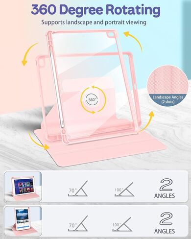 مروحة عصرية لجهاز iPad Air 2/Air 1/لجهاز iPad 5th/6th Generation/Pro 9.7 بوصة حافظة للفتيات البنات والأطفال والنساء كارتون لطيف Kawaii 360 درجة حامل قابل للطي حامل قلم رصاص لجهاز Apple i Pad 9.7 بوصة غطاء الدب in Saudi Arabia
