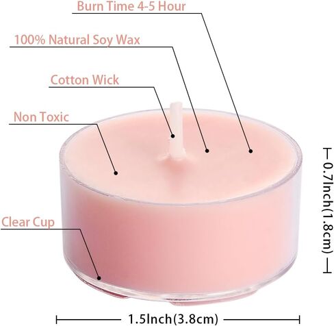 DEYBBY Scented Tealight Candles, Long Lasting Soywax Tea Candle Used for All of Holders|Clear Cup|12 Counts|Up to 4 Hour Burn Time|APPLE in Kuwait