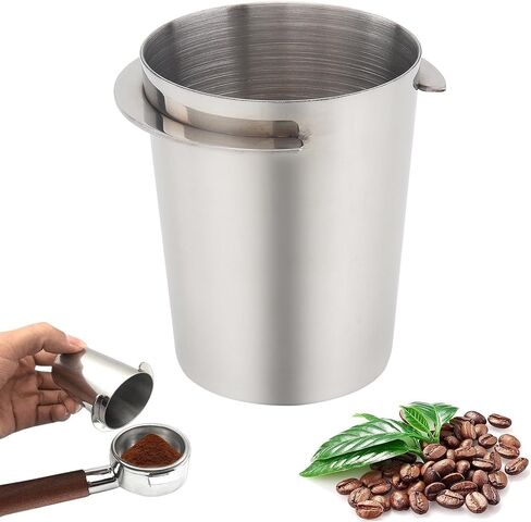 Coffee Dosing Cup 58mm, Stainless Steel Espresso Coffee Dosing Cup Espresso Coffee Machine Accessories, Coffee Powder Feeder Part Coffee Grinder Powder Cup Compatible with 58mm Portafilter in Saudi Arabia