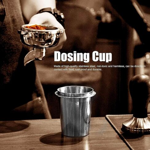 Coffee Dosing Cup 58mm, Stainless Steel Espresso Coffee Dosing Cup Espresso Coffee Machine Accessories, Coffee Powder Feeder Part Coffee Grinder Powder Cup Compatible with 58mm Portafilter in Saudi Arabia