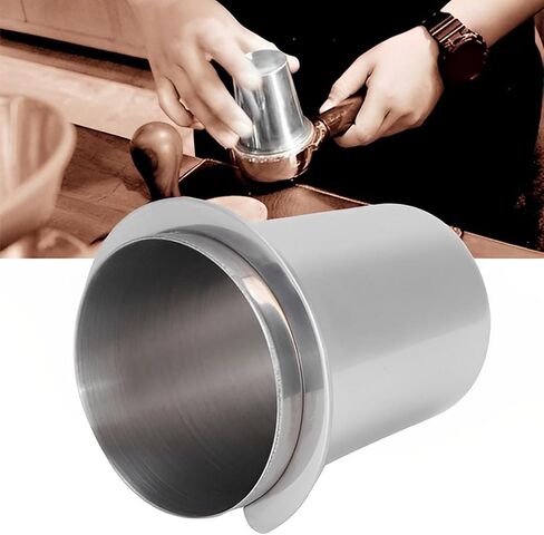 Coffee Dosing Cup 58mm, Stainless Steel Espresso Coffee Dosing Cup Espresso Coffee Machine Accessories, Coffee Powder Feeder Part Coffee Grinder Powder Cup Compatible with 58mm Portafilter in Saudi Arabia