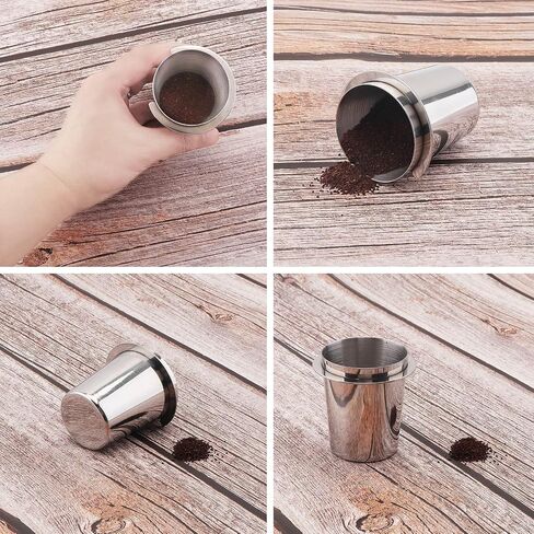 Coffee Dosing Cup 58mm, Stainless Steel Espresso Coffee Dosing Cup Espresso Coffee Machine Accessories, Coffee Powder Feeder Part Coffee Grinder Powder Cup Compatible with 58mm Portafilter in Saudi Arabia