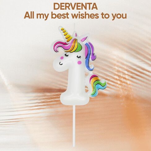 DERVENTA Birthday Candle Number White Unicorn Themed Party Decorations Beautiful Cake Topper 1 Piece (Unicorn Number 6) in Saudi Arabia