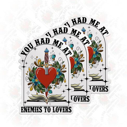 (3 قطع) ملصق You Had Me at Enemies to Lovers، ملصق Bookish Book Lover Romance Reader، ملصق فينيل مقاوم للماء لزجاجة المياه، قبعة صلبة، خوذة كمبيوتر محمول للسيارة (2 بوصة) in Saudi Arabia