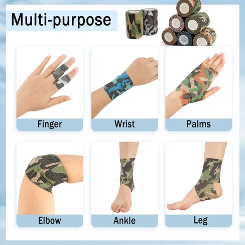 Self Adhesive Bandage Wrap, 8 Pack Bandage Wrap, 3" X 5 Yards Vet Wrap, Elastic Bandage Wrap, Vet Wrap for Horses, Dogs, Pets, Breathable Tape Bandage Cohesive Bandage Wrap for Sports, Wrist, Swelling in Saudi Arabia