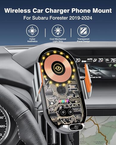 حامل هاتف خلوي لـ Forester 2019-2024، حامل هاتف لشاحن سيارة Forester اللاسلكي، حامل هاتف بفتحة تهوية بقدرة 15 وات مع كابل USB-C in Kuwait