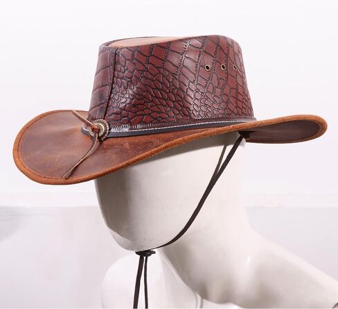 Premium Leather Cowboy Hat - Western Style, Genuine Leather, UV Protection, Handcrafted for Durability and Comfort in Saudi Arabia