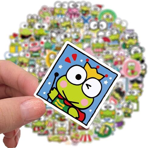 100pcs Keroppi Stickers for Water Bottles Laptop Phone Case Guitar Skateboard Notebook Scrapbook Decor,Waterproof Vinyl Cute Kawaii Frog Decals for Kids Teens Adults in Saudi Arabia