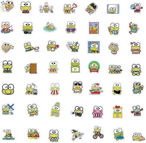 100pcs Keroppi Stickers for Water Bottles Laptop Phone Case Guitar Skateboard Notebook Scrapbook Decor,Waterproof Vinyl Cute Kawaii Frog Decals for Kids Teens Adults in Saudi Arabia