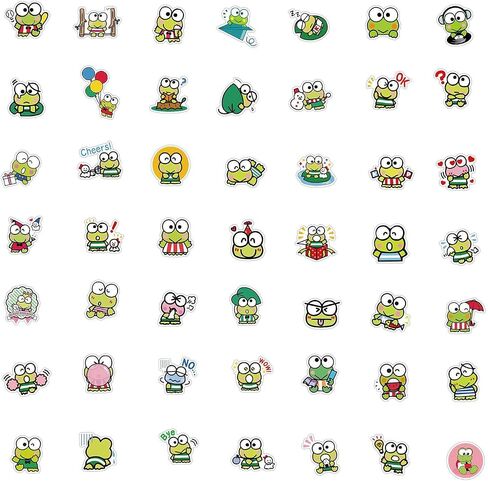 100pcs Keroppi Stickers for Water Bottles Laptop Phone Case Guitar Skateboard Notebook Scrapbook Decor,Waterproof Vinyl Cute Kawaii Frog Decals for Kids Teens Adults in Saudi Arabia