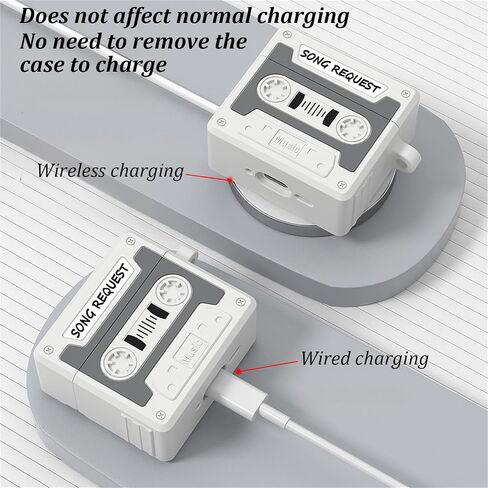 Case Compatible with AirPods 4 with Active Noise Cancellation with Keychain & Lanyard, Cartoon Funny Cassette Tape Design Soft Silicone Case for Men Women in Saudi Arabia