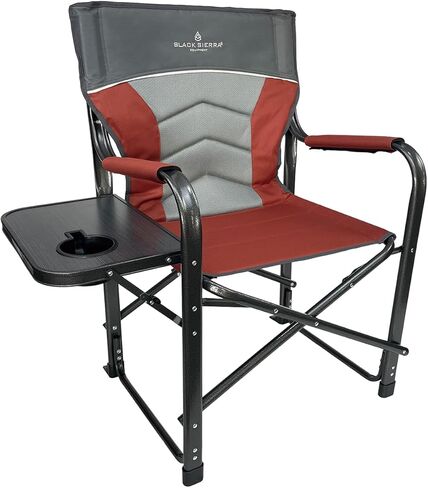 XL Directors Chair with Foldable Side Table, Heavy Duty Camp Chair supports 400 Lbs, Oversize Outdoor Folding Seat with High Back and Padded Armrests for Lawn, Beach, Tailgating, Sports (Blue Plaid) in Kuwait